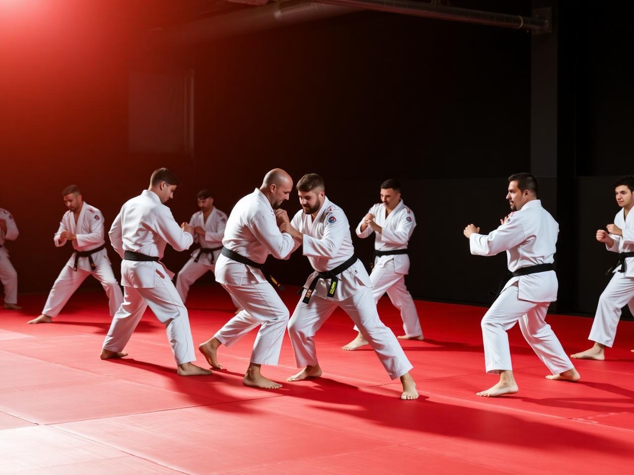 Turma adulta treinando jiu-jitsu no CT Forja