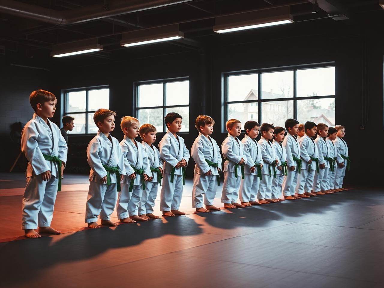 Turma kids do CT Forja perfilada no tatame